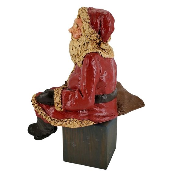 Santa Shelf Sitter Resin Hand Painted Artist & Maker Signed/Dated 1988 Antique G - Picture 5 of 9